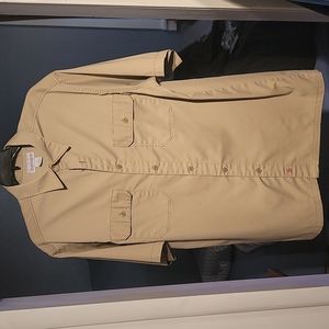 CARHARTT Mens Khaki Short Sleeve Work Shirt, L, 65% Polyester/35% Cotton Twill